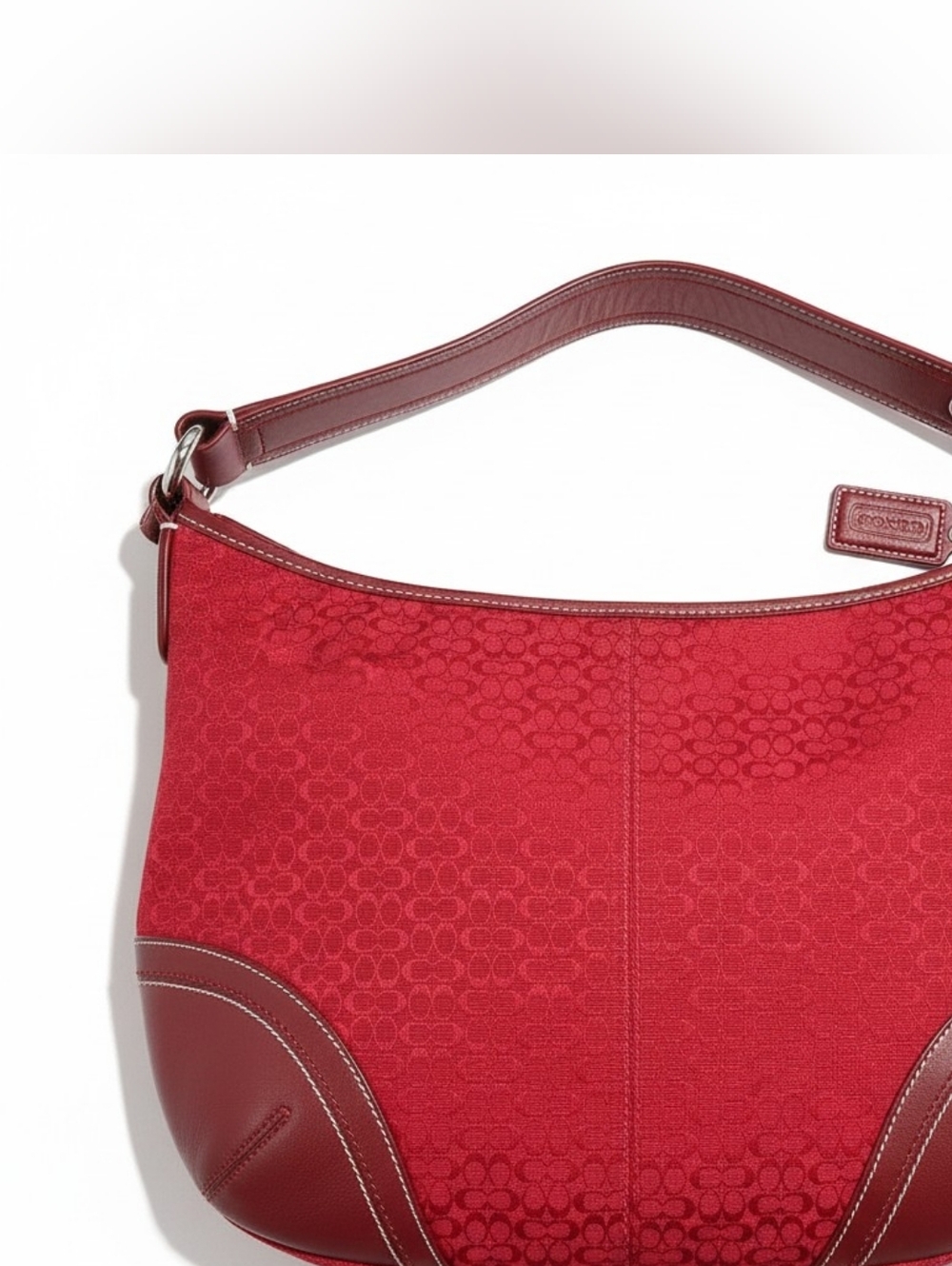 Certified Authentic Vintage COACH Soho Cherry Red  Canvas & Leather Handbag